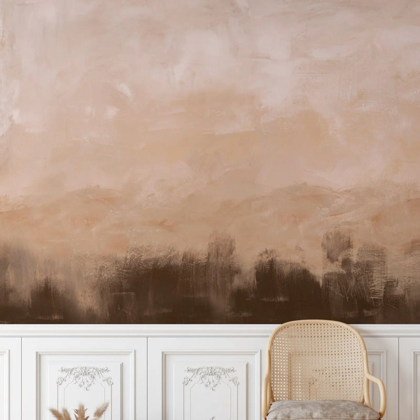 Artistic Peach Marble Effect Wall - 3D Wallpaper Paint Style - Full Design