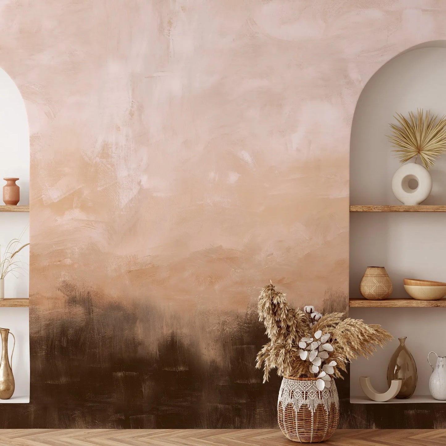 Artistic Peach Marble Effect Wall - 3D Wallpaper Paint Style - Romanesque