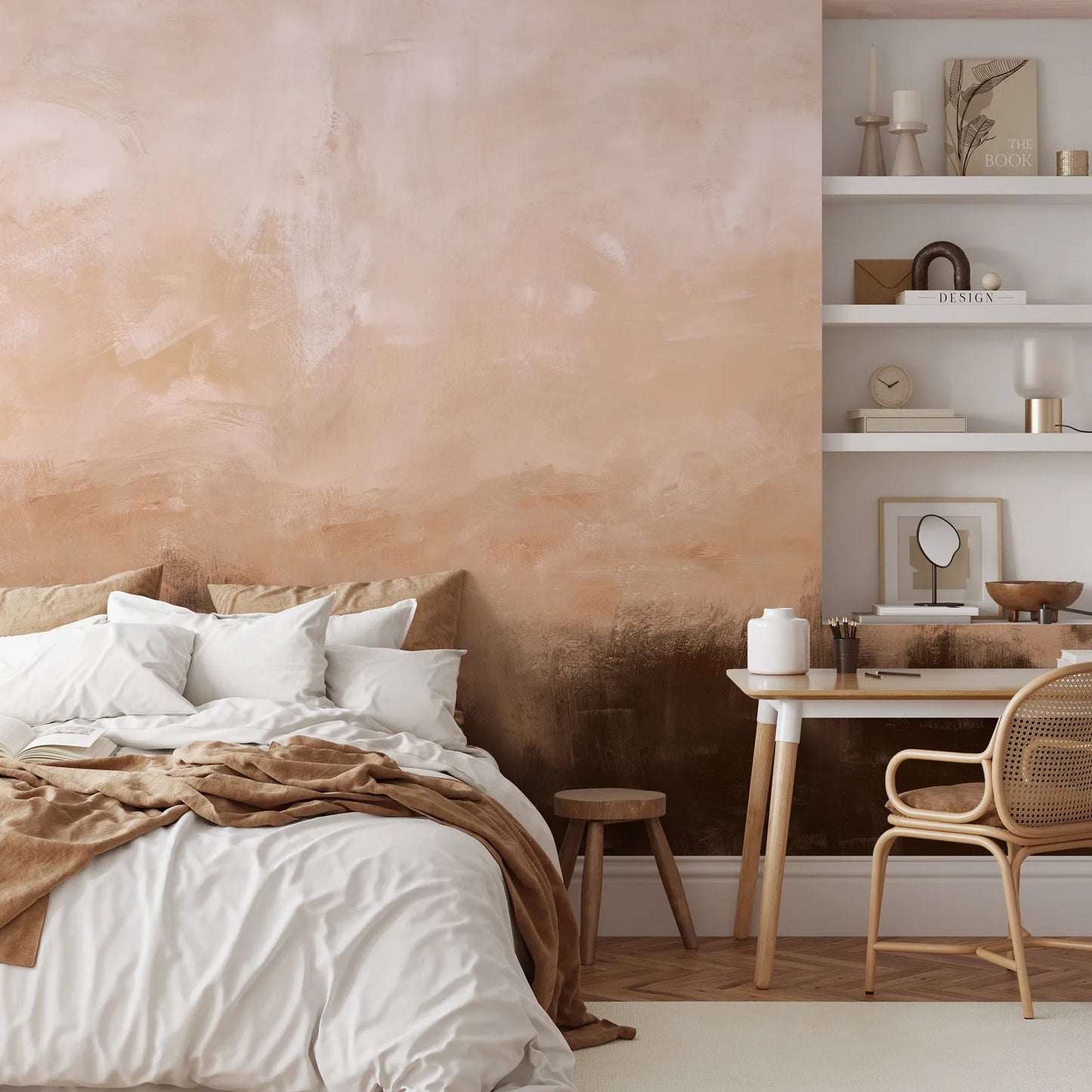 Artistic Peach Marble Effect Wall - 3D Wallpaper Paint Style