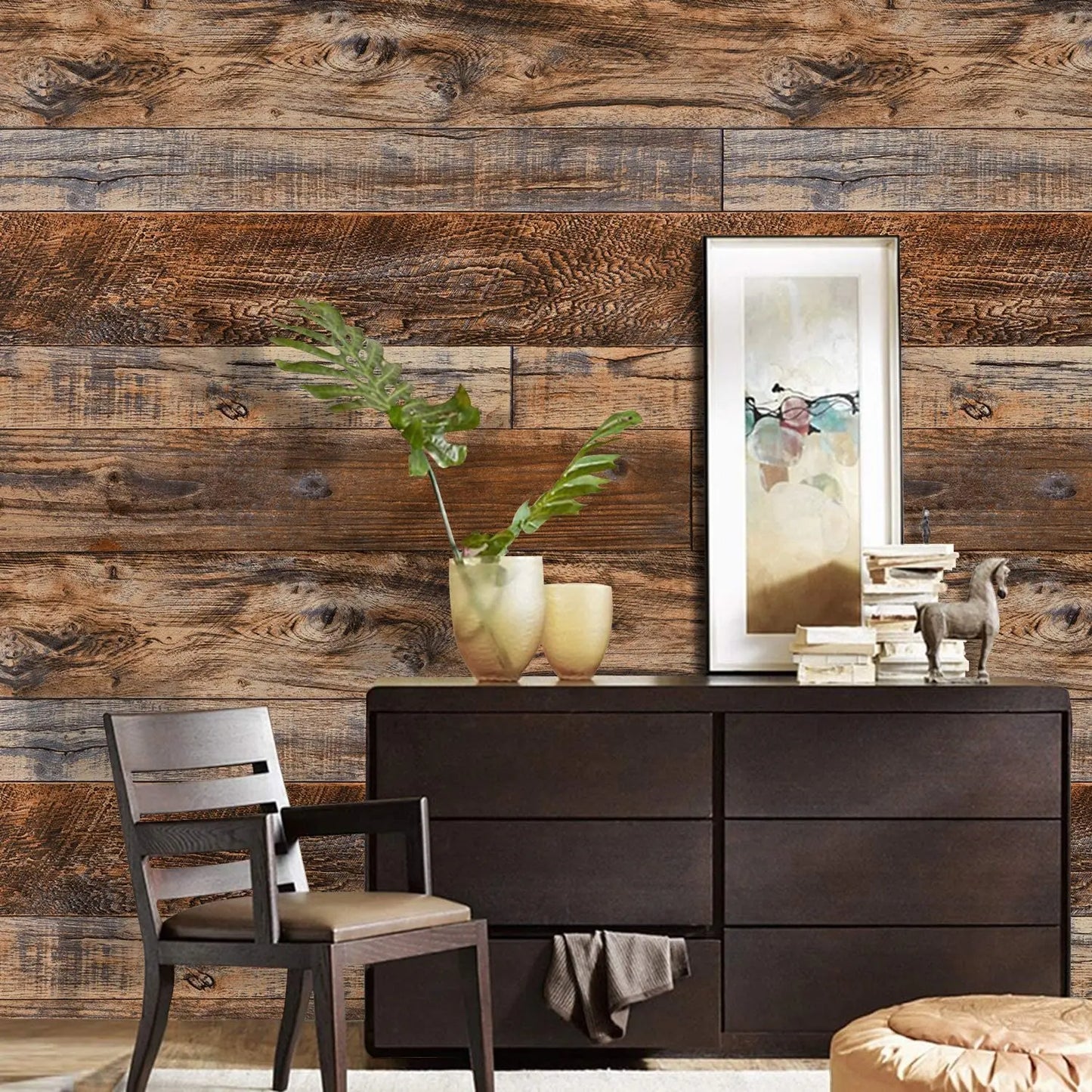 Wood Panel Horizontal Wallpaper - Living Room