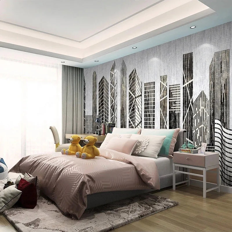 Simon Photo 3D Wallpaper Black and White - Bedroom