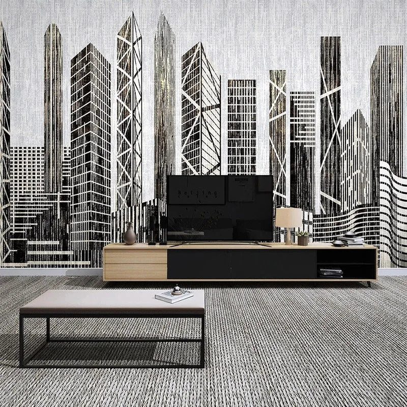 Simon Photo 3D Wallpaper Black and White - Living Room