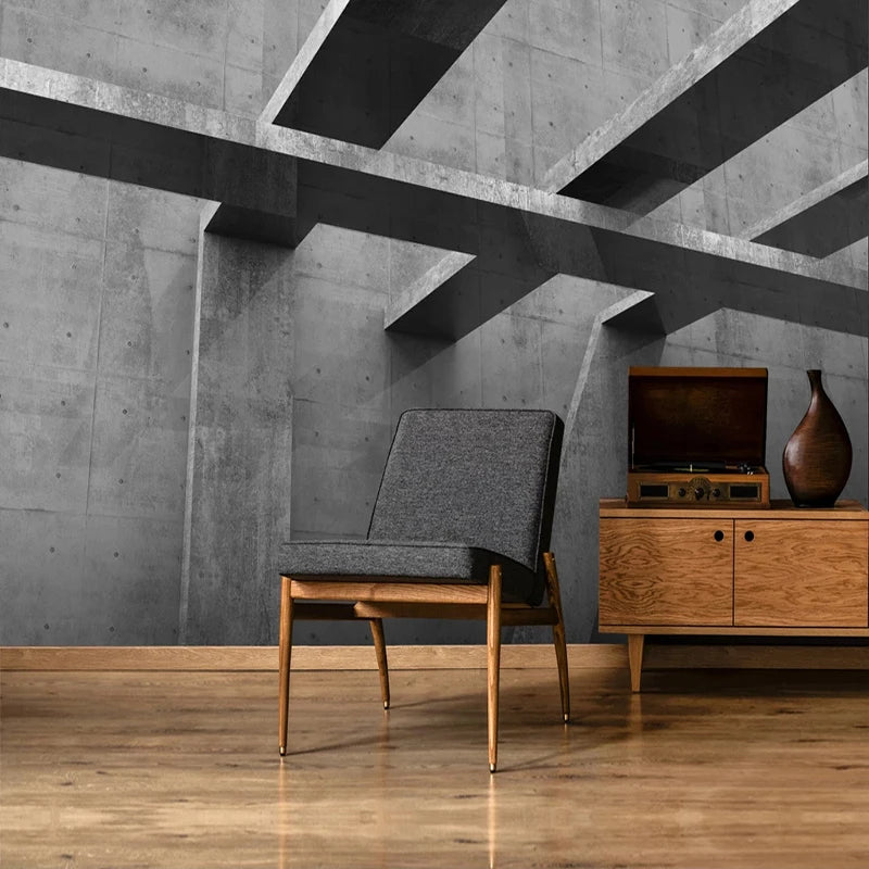 3D Wallpaper of Modern Industrial home in brick cement