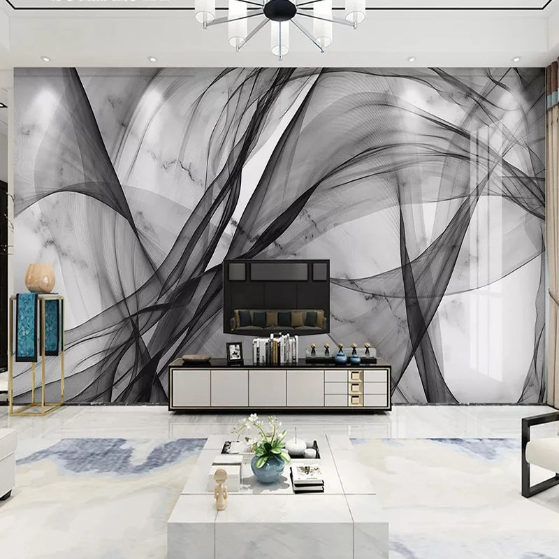 3D Wallpaper of Marble and Black Smoke
