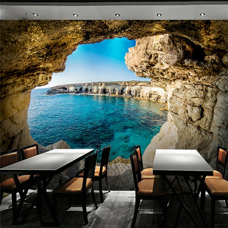 cave Sea view wallpaper 3D photo
