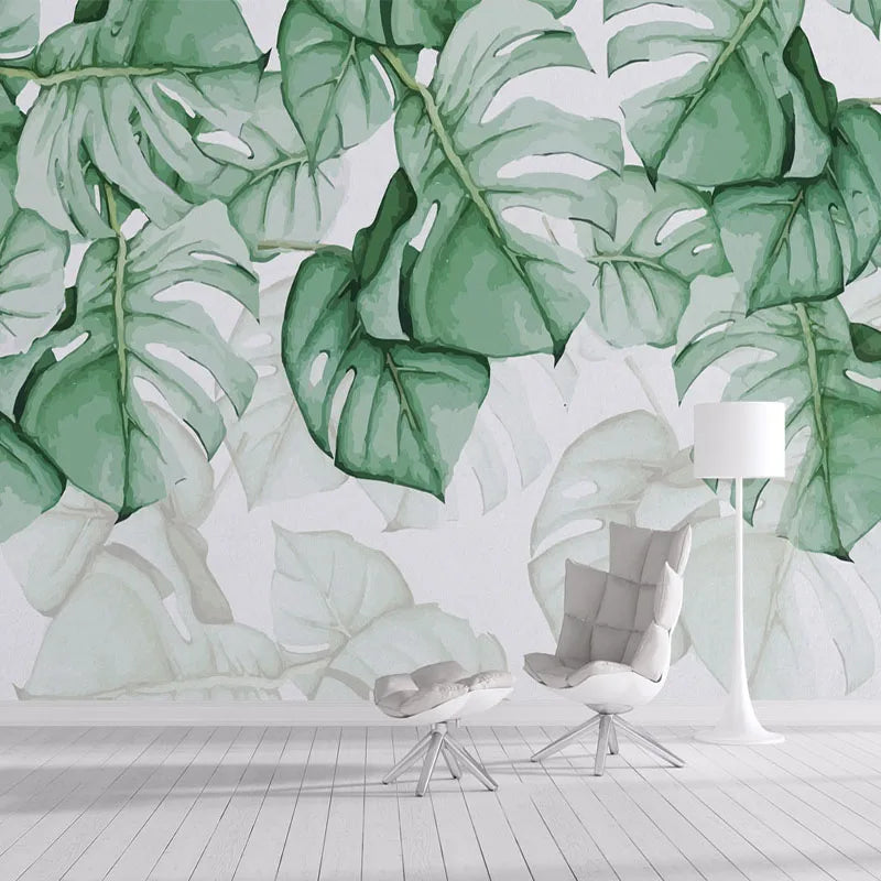 Monsterra Wallpaper Mural Watercolor Design - On white