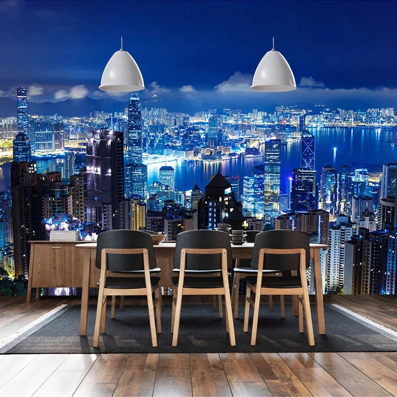 Transform your space with our stunning Hong Kong Skyline 3D Wallpaper