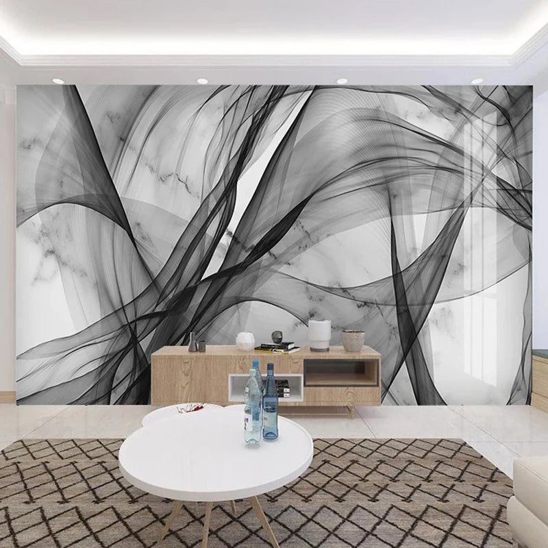 3D Wallpaper of Marble and Black Smoke - Design