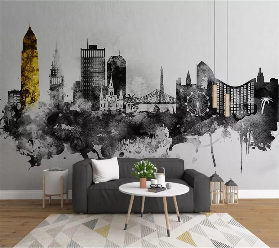 Abstract Mural Wall Cityscape Architecture