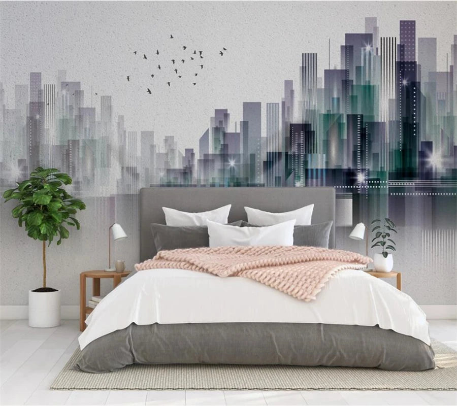 Abstract Mural Wall Cityscape Architecture - Bedroom