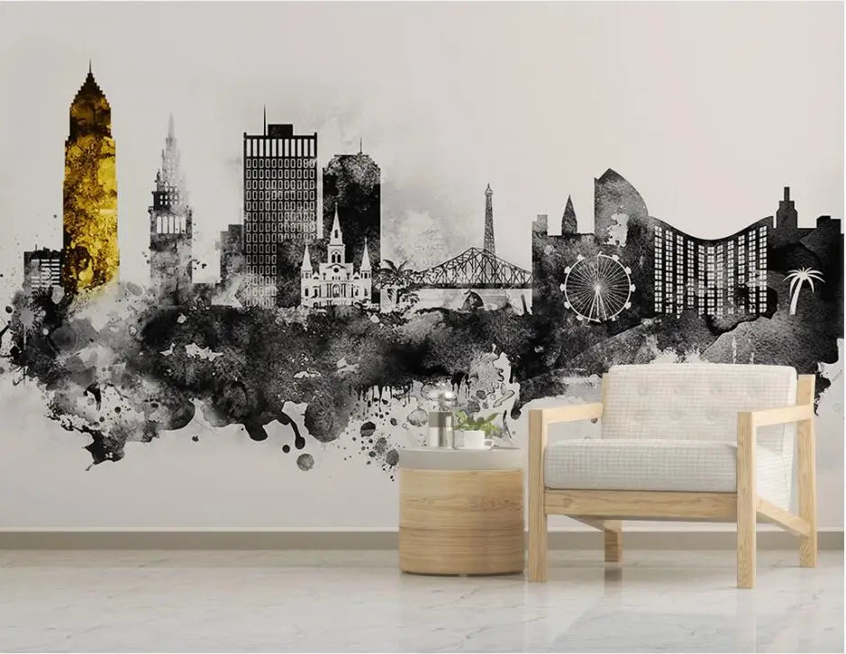 Abstract Mural Wall Cityscape Architecture - Living Room Variant Style