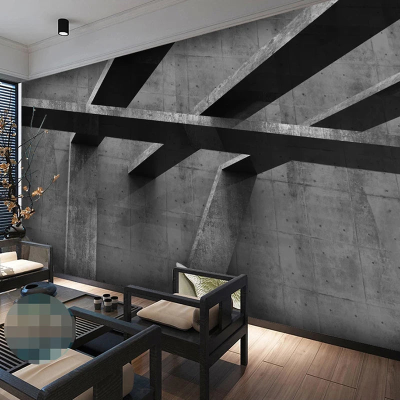 3D Wallpaper of Modern Industrial home in brick cement