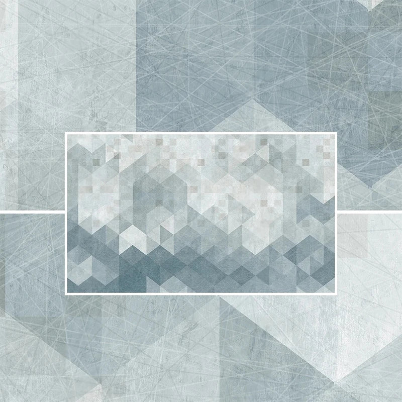 Gray and Blue Rhombus Abstract Geometry Mural Wallpaper - full design