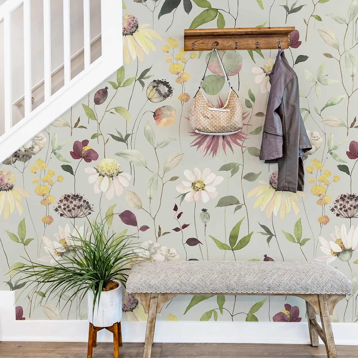 spring blooms garden wallpaper roll design - farm house
