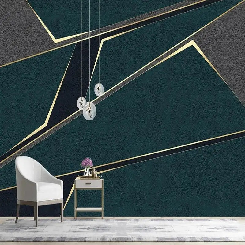 Abstract Geometric Contemporary Leather Effect Wallpaper - Design