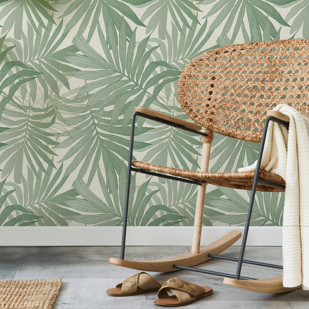 Watercolor Palm Green Wallpaper - Modern Home Wallpapers