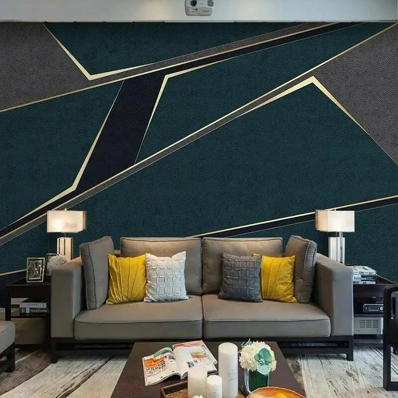 Abstract Geometric Contemporary Leather Effect Wallpaper
