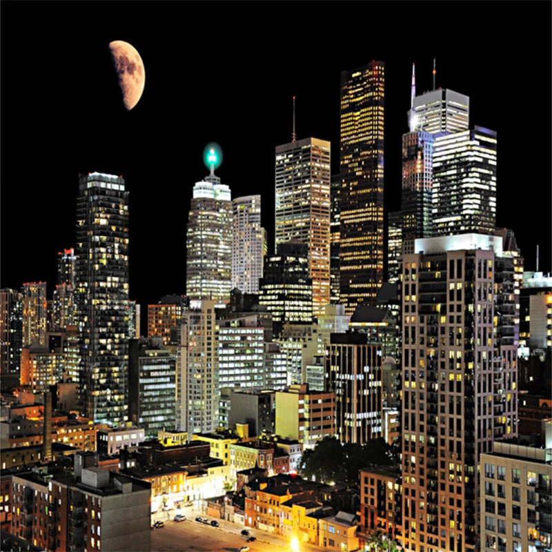 Beautiful City Night Scene 3D Mural Wallpaper