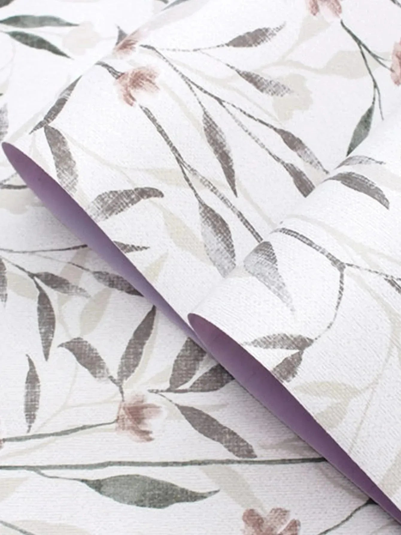 Peel and Stick Pink Floral & Green Leaf Wallpaper - Detail