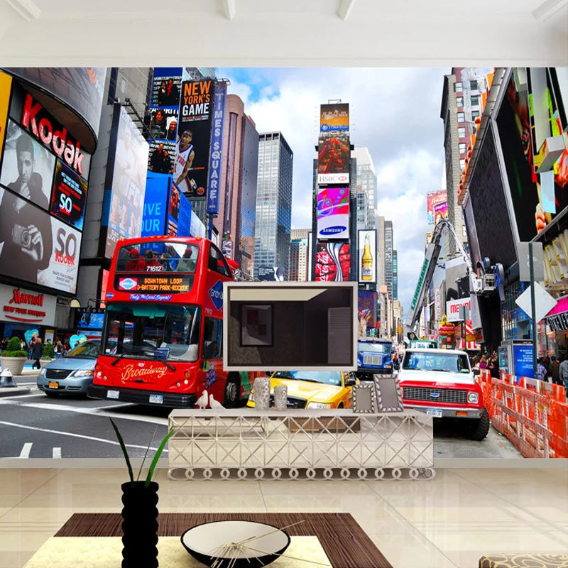 New York Time Square 3D Wallpaper Mural - Living Room