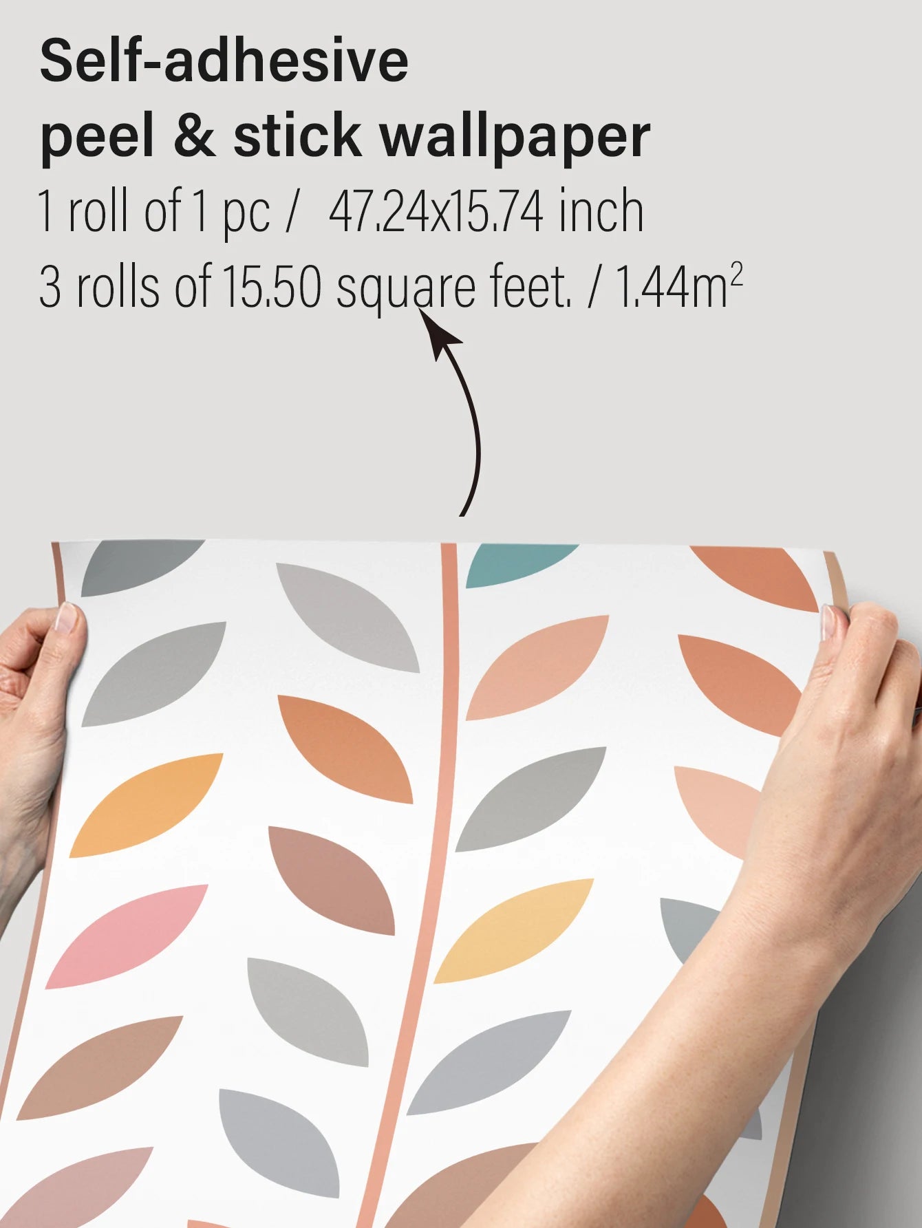 Leaf Multi Color Wallpaper Roll - self adhesive