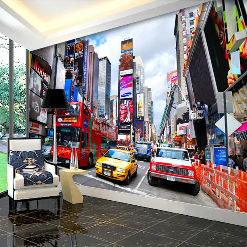 New York Time Square 3D Wallpaper Mural - Hallway