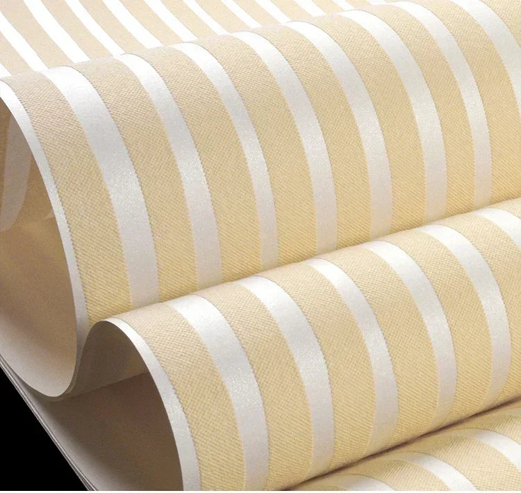 Modern Vertical Stripe Wallpaper - Pink and Blue Striped Living Room Decor, 3D Elegant Home Decoration Wall Papers - Yellow
