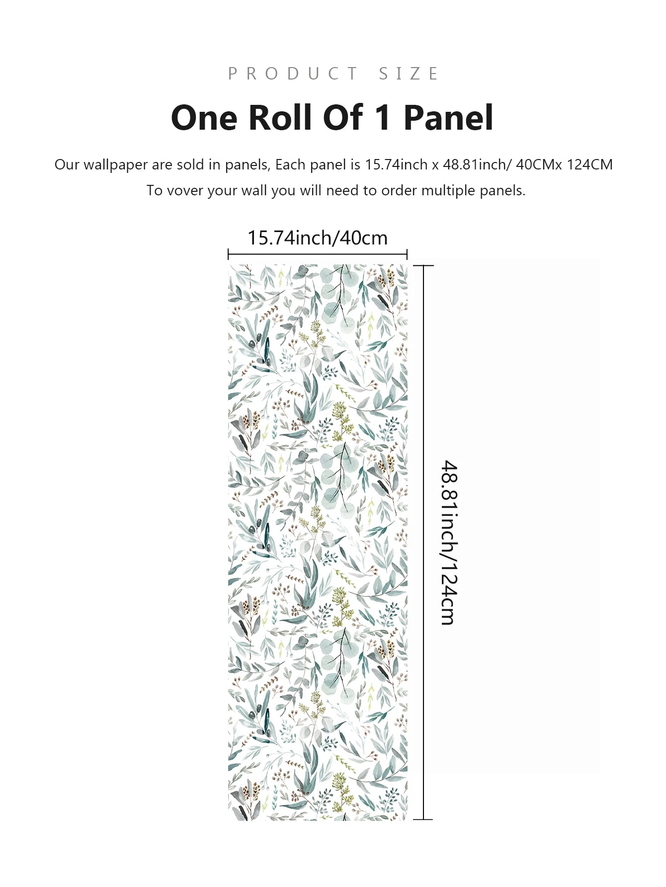 Eucalyptus Leaves Wallpaper pattern roll - size