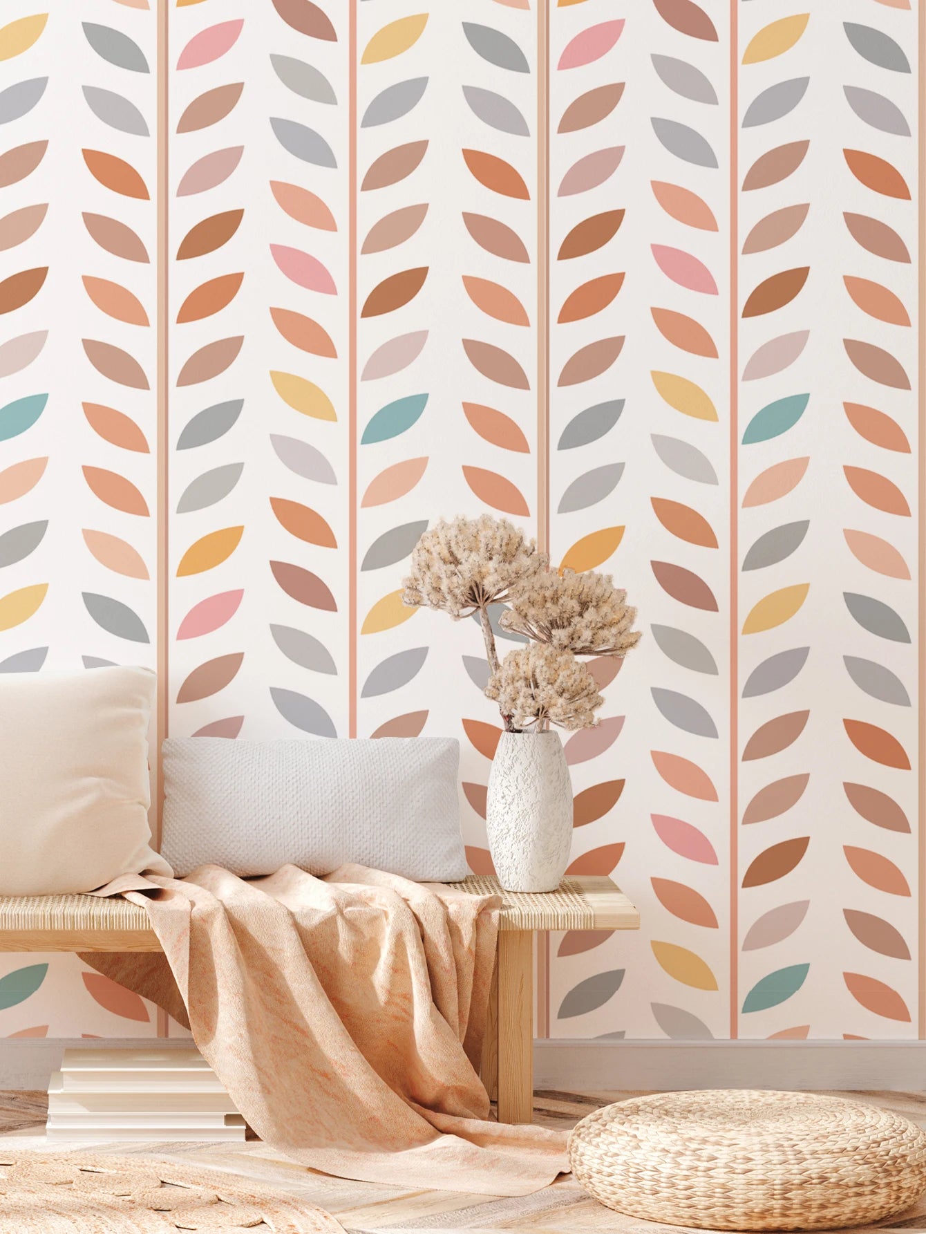 Leaf Multi Color Wallpaper Roll