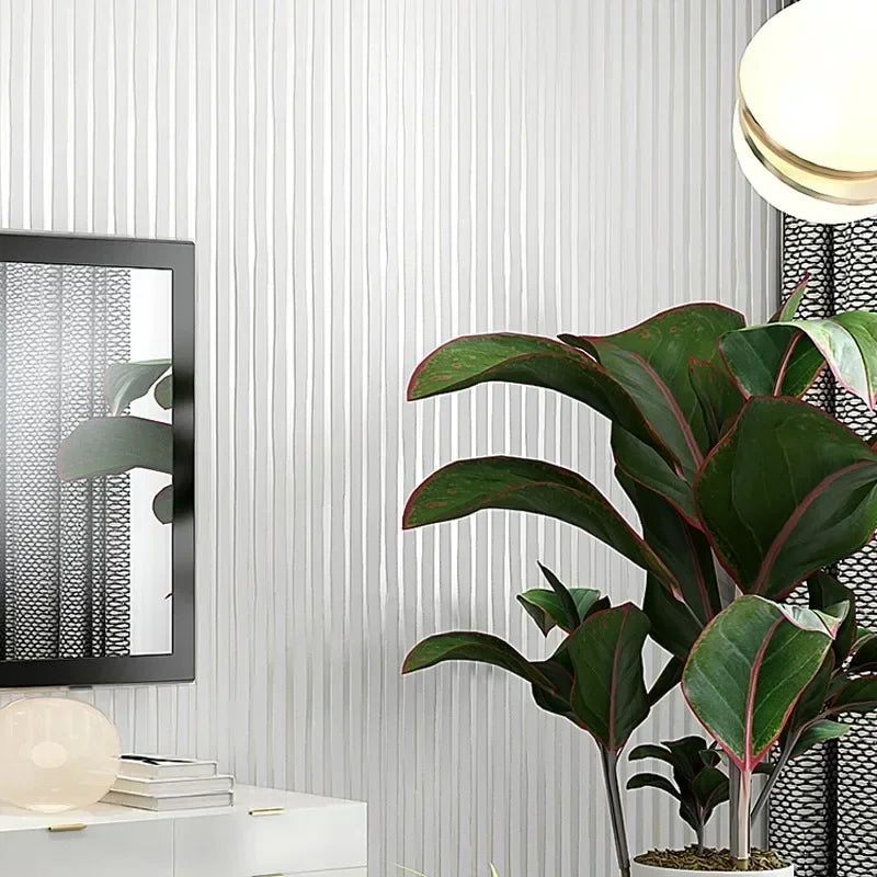Modern Vertical Stripe Wallpaper - Pink and Blue Striped Living Room Decor, 3D Elegant Home Decoration Wall Papers - White