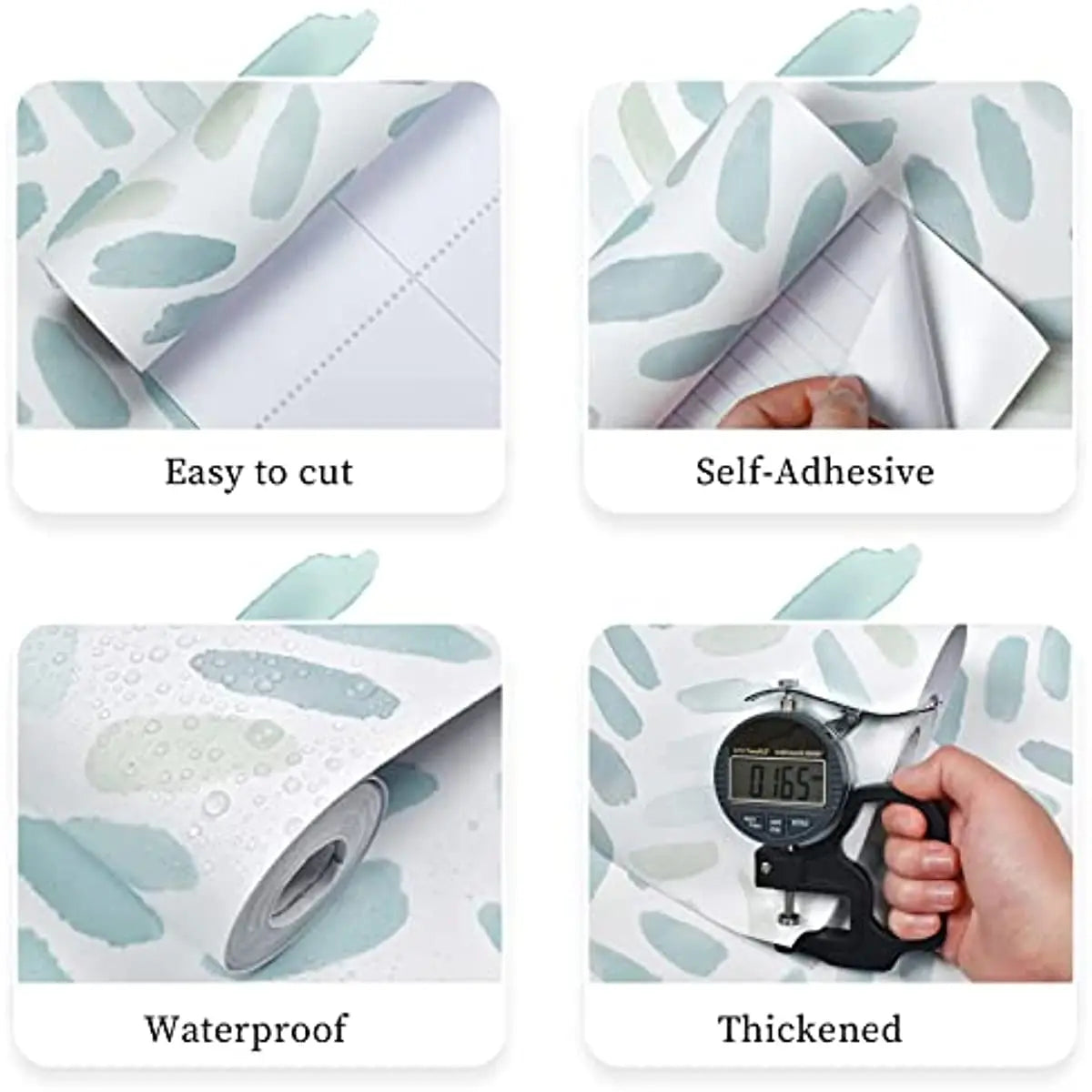 Green and White Peel and Stick Wallpaper - Features