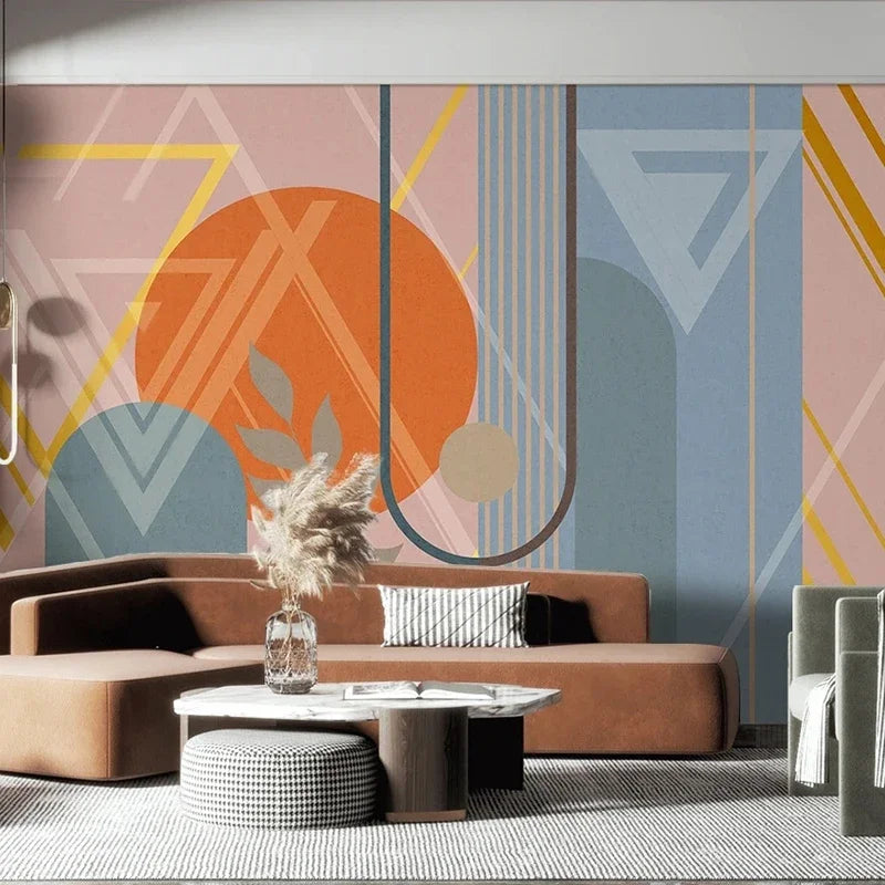 Katrina Mural Wallpaper - Geometric Modern Pop Culture Wallpaper design - Brown, Earth tones
