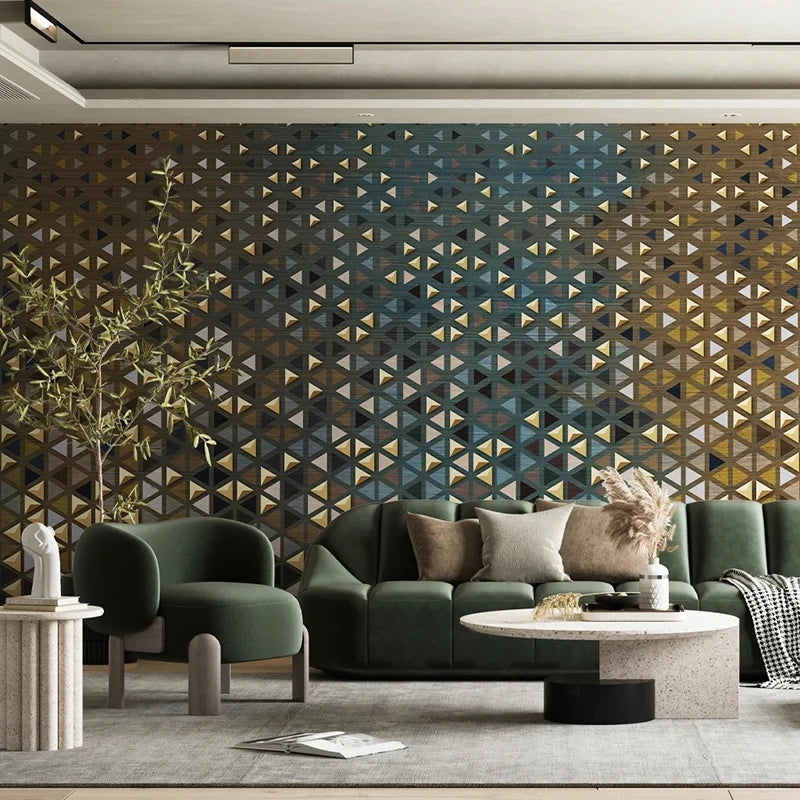Geometric Abstract Mural Wallpaper Luxury - Living - Wall Decor on Green