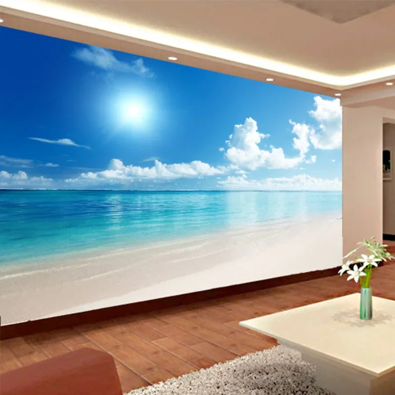 3D Mural Wallpaper Ocean Beach - Living Room
