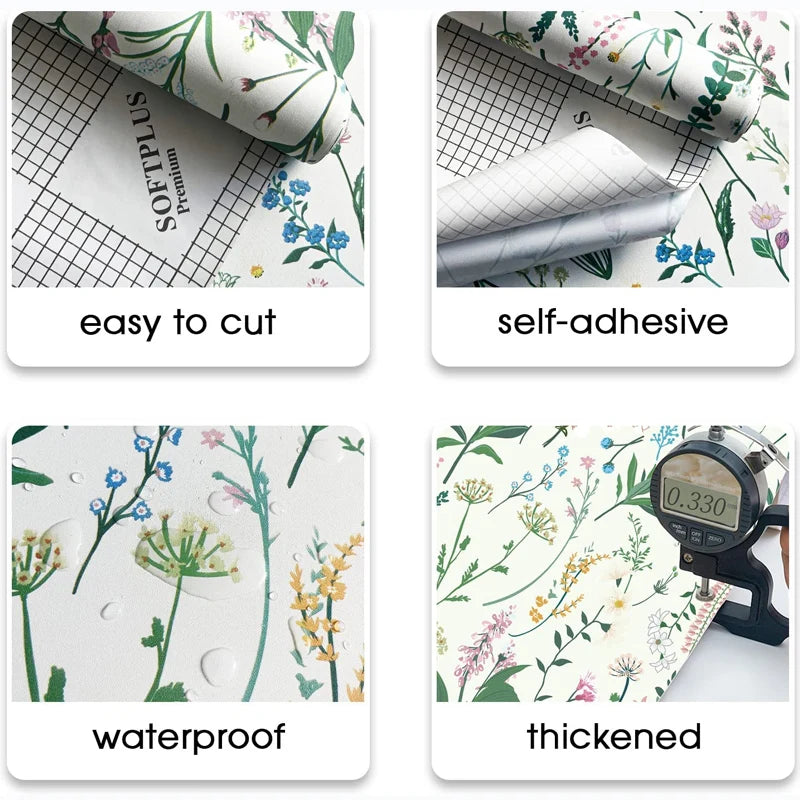 Green and floral vines wallpaper pattern - self-adhesive wall decor - features