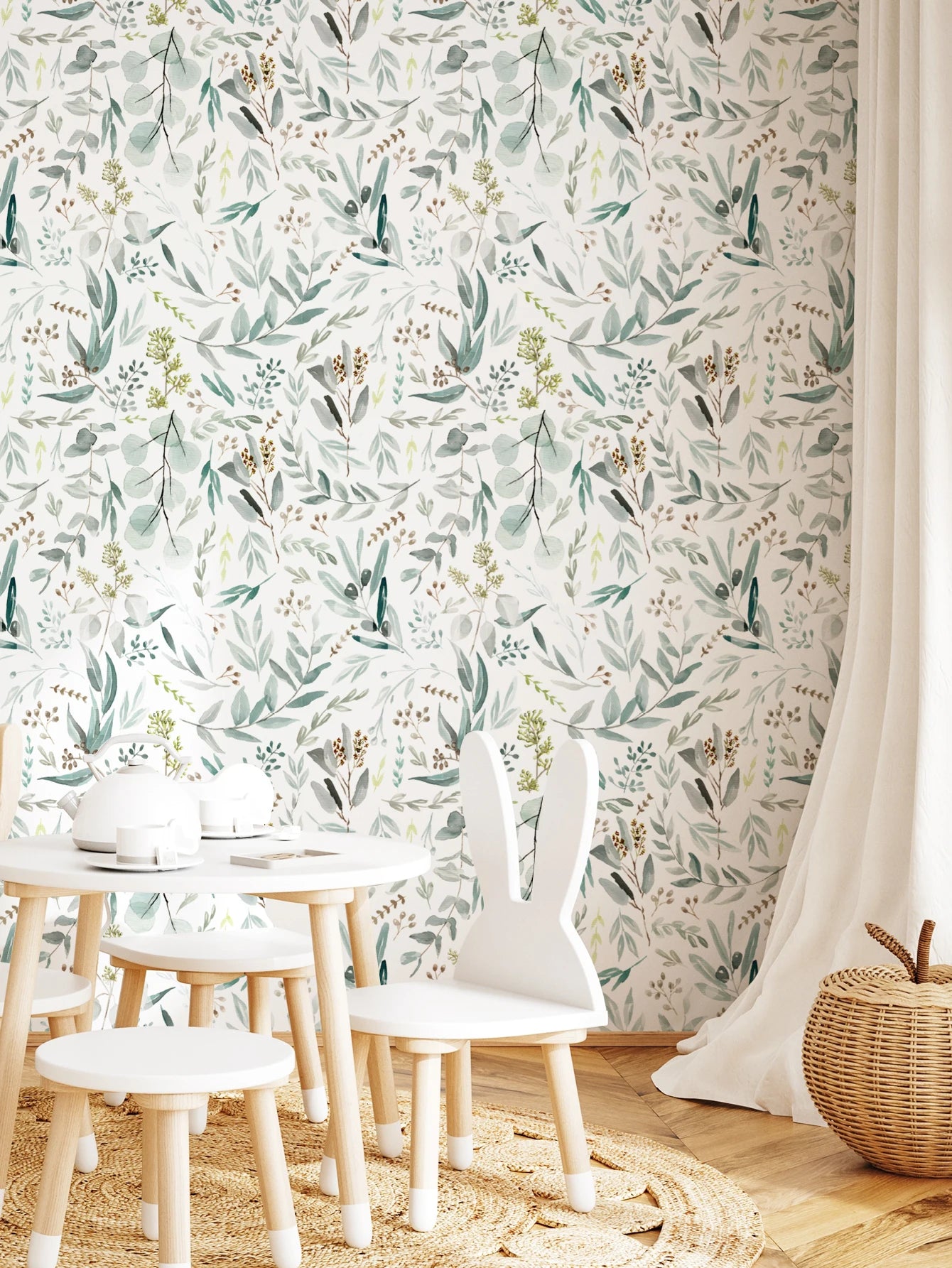 Eucalyptus Leaves Wallpaper pattern roll - nursery