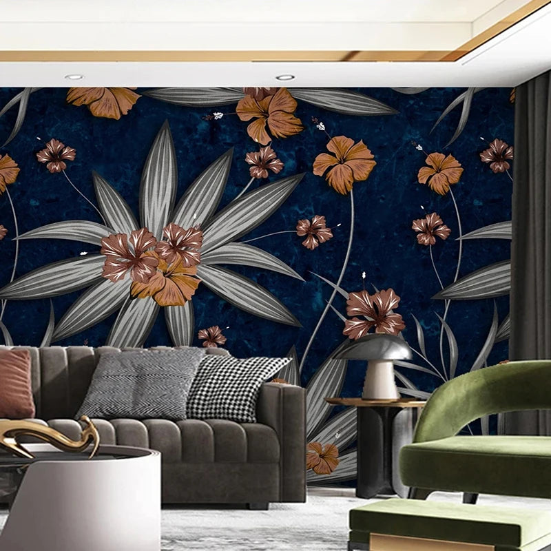 Mural Wallpaper Hanging Floral and Vines - Living Room