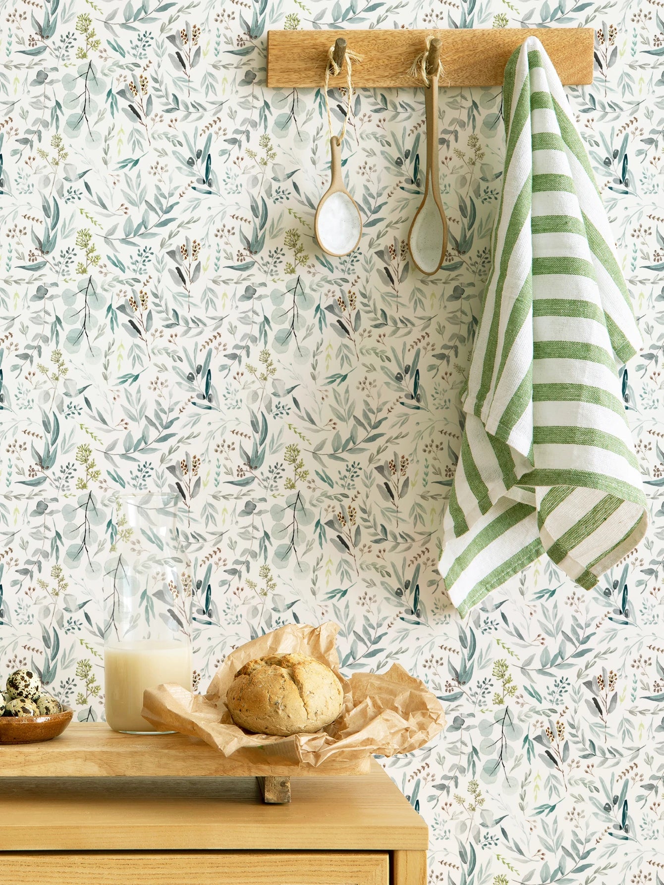 Eucalyptus Leaves Wallpaper pattern roll - kitchen