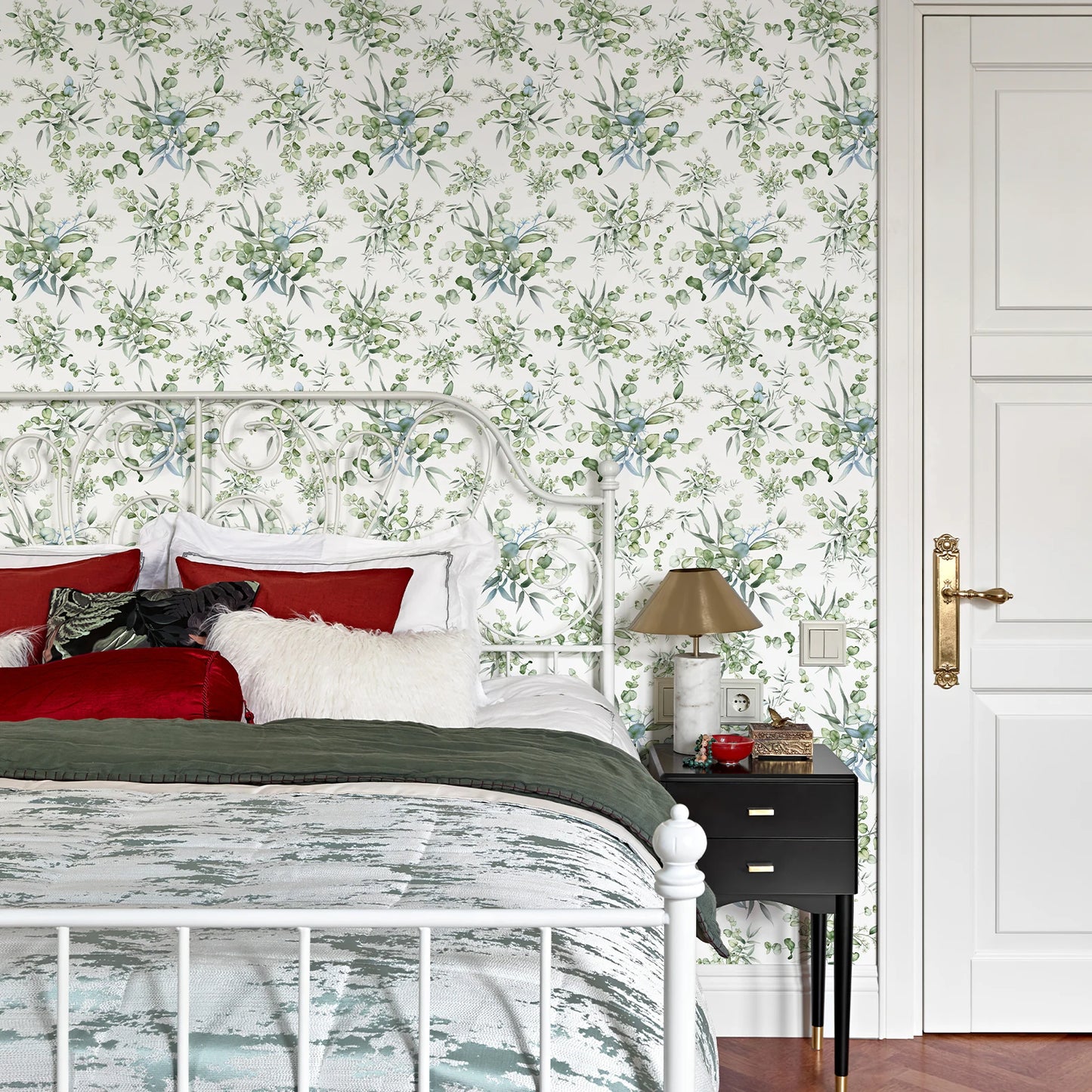 Green Botanical Peel & Stick Wallpaper Pattern - Bedroom Wall Decor