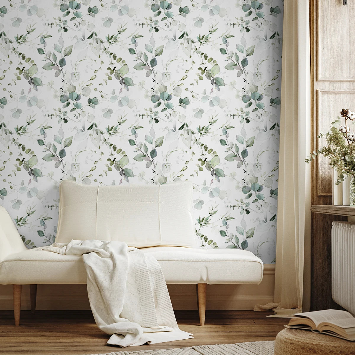 Green Vines Wallpaper Pattern Wall Decor - Peel & Stick