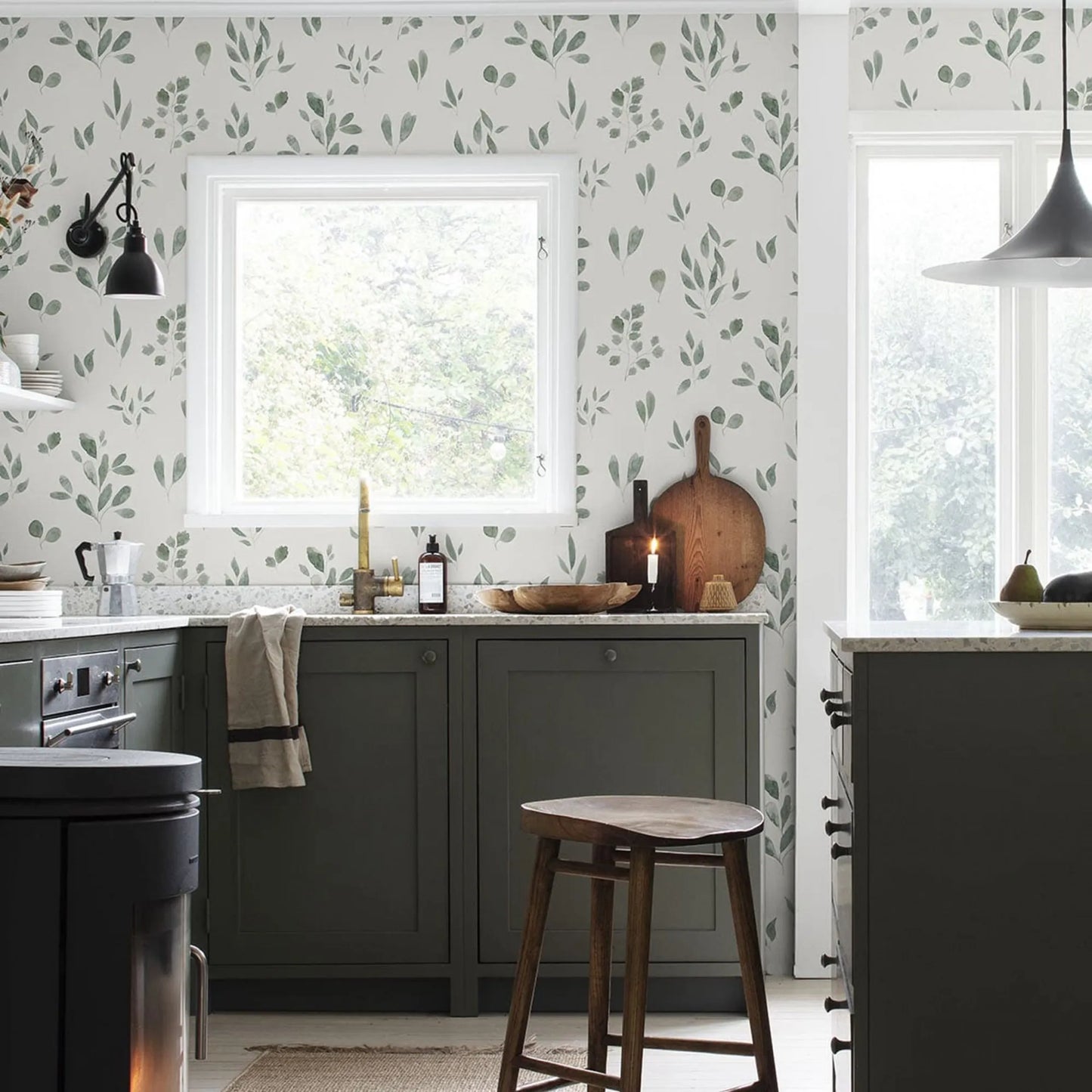Belle Jade Wallpaper Roll - Green - Kitchen