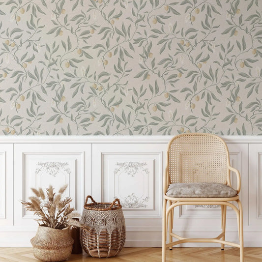 Vinnie Olive Wallpaper Pattern Roll - Sage Green Classic