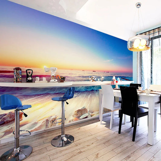 Wallpaper 3D Mural of Sunset by the Beach