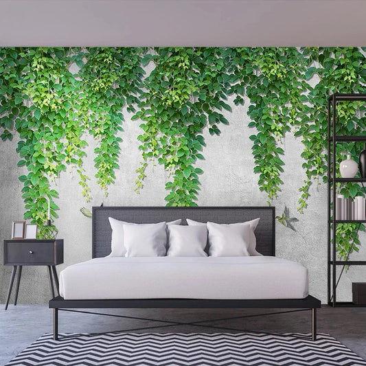 Green vines growing on wall 3D Mural Wallpaper